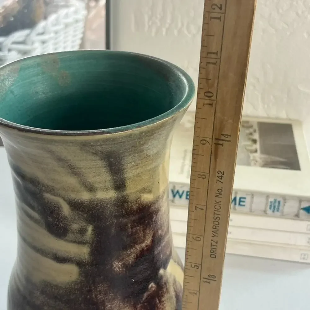 Signed Studio Art Pottery Vase Glazed Hand Thrown Signed Stoneware Frances